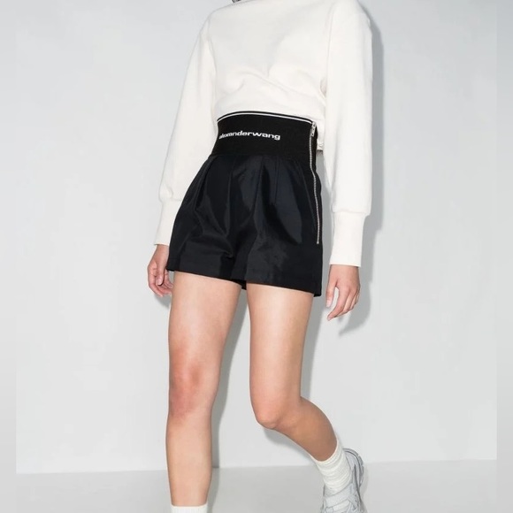 Alexander Wang Black Logo Waistband Shorts NWT - Picture 1 of 8